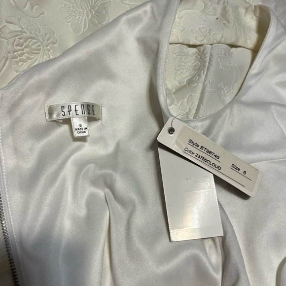 NWT Elegant Winter White Floral EmbossedSleeveless Dress by Spense-Size 6 - Picture 7 of 8